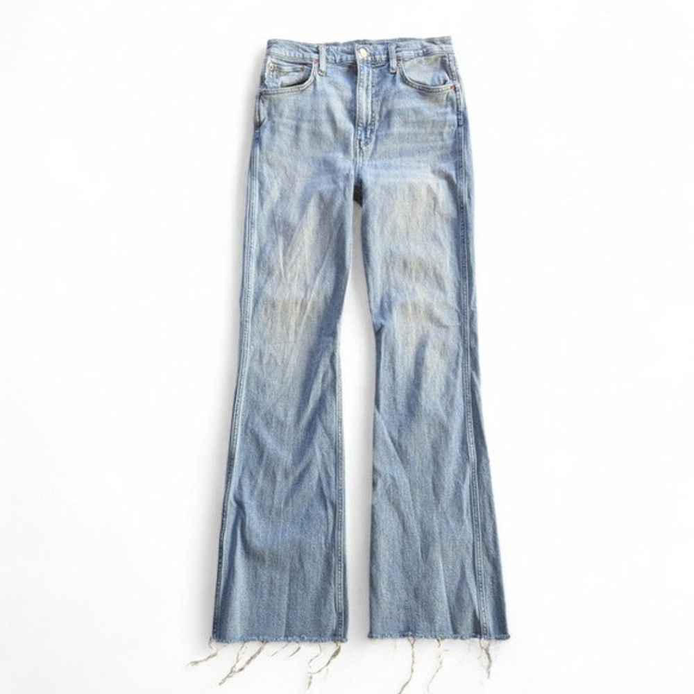 Etica Sasha Flare Jeans High Rise Raw Hem Sz 28 - Picture 4 of 12
